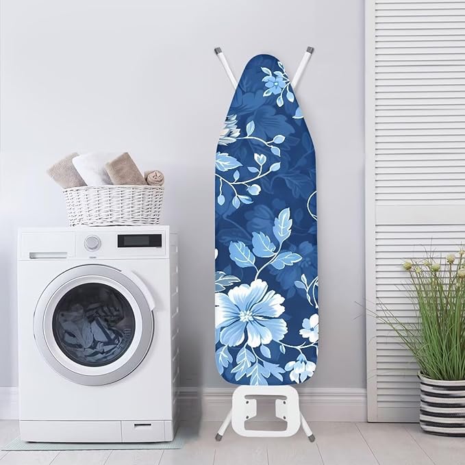 Ironing Board Covers Scorch Resistant Insulation, Retro Blue Floral Ironing