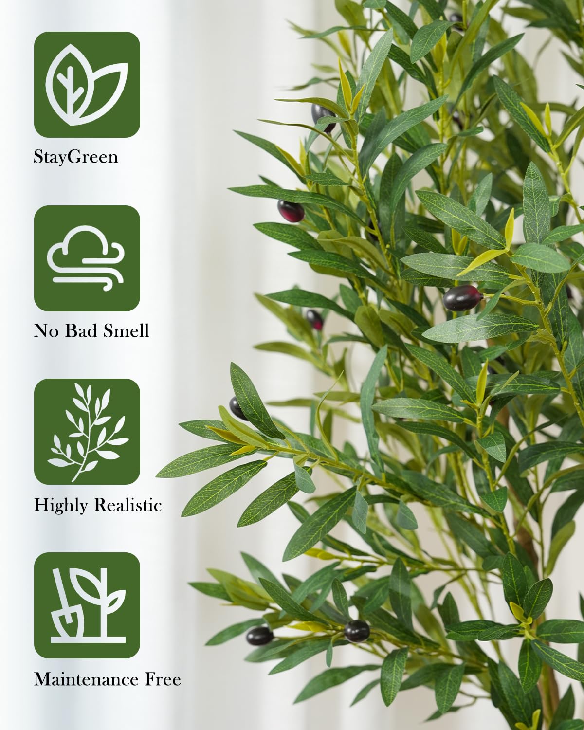 Sillaff Olive Tree 7FT Fake Tree Faux Plants Indoor with Pot Artificial Tree Nearly Natural Olive Branches and Fruits for Living Room Home Office Decorations
