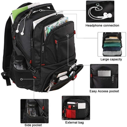MATEIN Travel Laptop Backpack Large, 17.3 Inch Backpack 50L School Bag Water Resistant, Work Computer Rucksack for Men Anti Theft TSA with USB Charging Port, Laptop Bags for School College Business