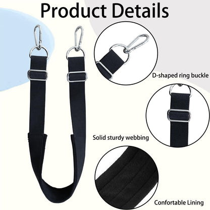 Pilates Foot Strap with Hook and Adjustable Buckles, Cotton Pilates Reformer Strap for Core Training, Balance and Flexibility Exercise Equipment, Thickened 27.6 Inch