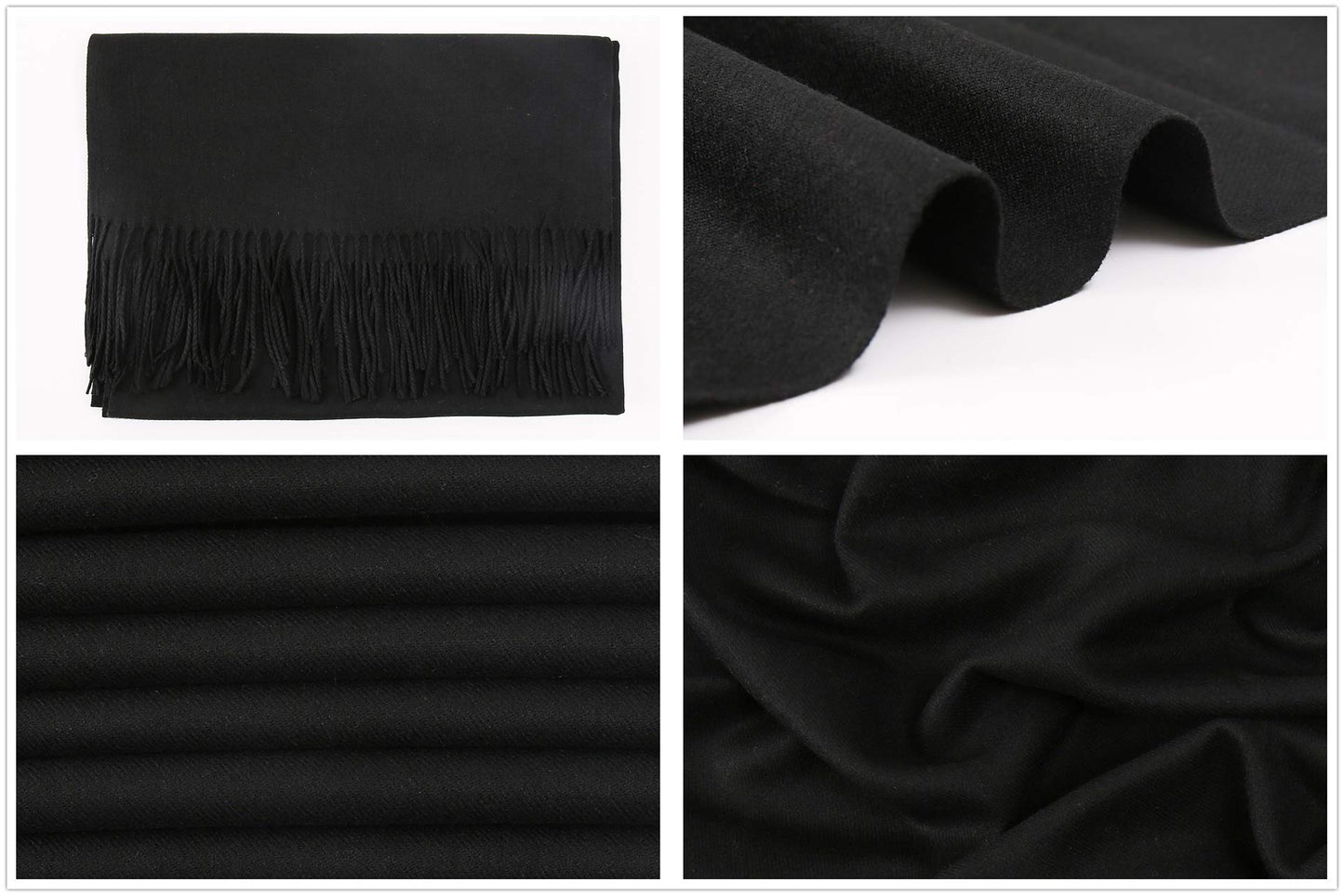 RIIQIICHY Black Pashmina Shawls and Wraps for Women Wedding Ladies Winter Scarf