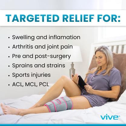 Vive Knee Ice Pack Wrap - Cold/Hot Gel Compression Brace - Heat Support Strap for Arthritis Pain, Tendonitis, ACL, Athletic Injury, Osteoarthritis, Women, Men, Running, Meniscus and Patella Surgery
