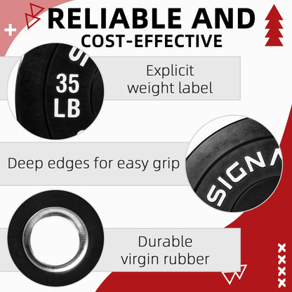 Fitvids 2-Inch Olympic Rubber Weight Plates Sets, Bumper Plates Set for Strength Training, 280 Lbs Set, Black