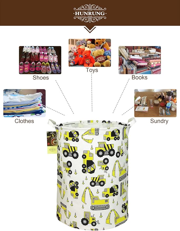 HUNRUNG Laundry Hamper, Large Canvas Fabric Lightweight Storage Basket Toy