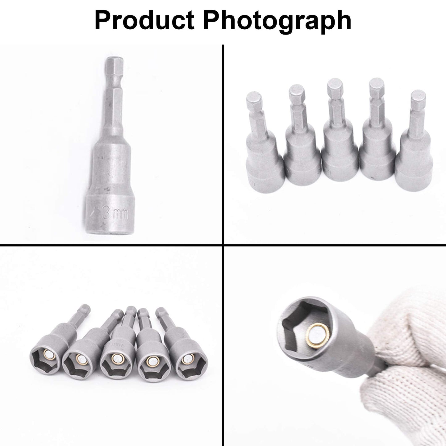 14 Pcs Magnetic Hexagon Socket, 6-19mm Hex Shank Magnetic Nut Setter Driver, Hex Drill Bits,1/4 Inch Magnetic Drill Bit Set, Used to Electric Screwdriver Handle Tools