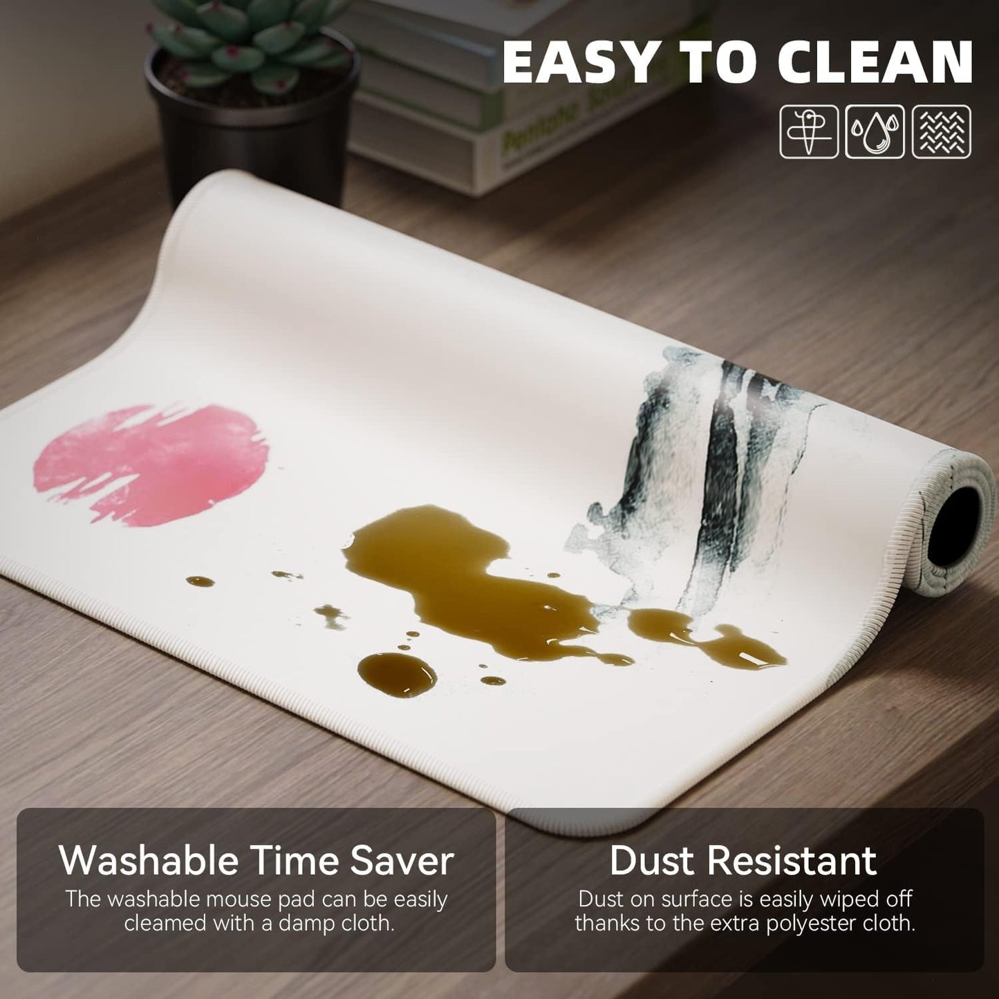 EFISH Japanese Cherry Blossom White Mouse Pad (31.5 × 11.8 × 0.12 inch) Extended Large Mouse Mat Desk Pad, Stitched Edges Mousepad,Non-Slip Rubber Base,Gaming Mouse Pad XL