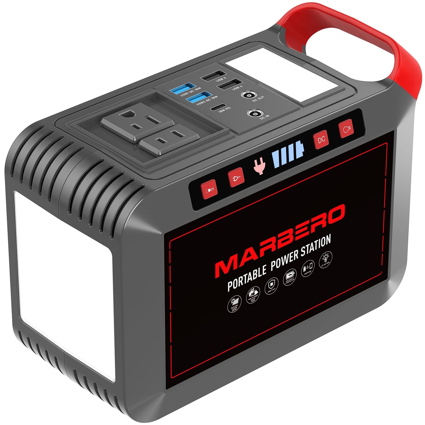 MARBERO Portable Power Station 88Wh Camping Lithium Battery Solar Generator Fast Charging with AC Outlet 120W Peak Power Bank(Solar Panel Optional) for Home Backup Outdoor Emergency RV Van Hunting