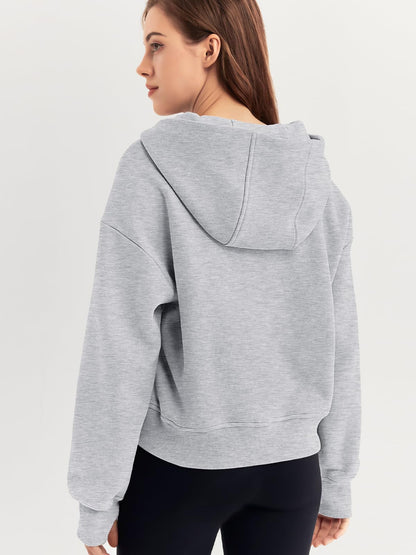 Trendy Queen Womens Hoodies Quarter Half Zip Pullover Oversized Sweatshirts Half With Pockets Fall Clothes GreyXL