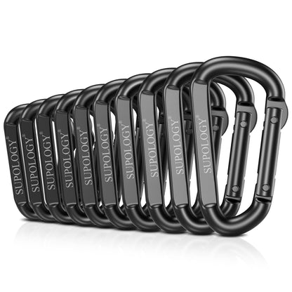 Carabiner Clips, 900 LBS 2.5" Iron Heavy Duty Caribeaners for Hammocks, Camping Accessories, Hiking and Gym, D Shaped Spring Hook Small Carabiners for Dog Leash, Key Ring (10PCS)
