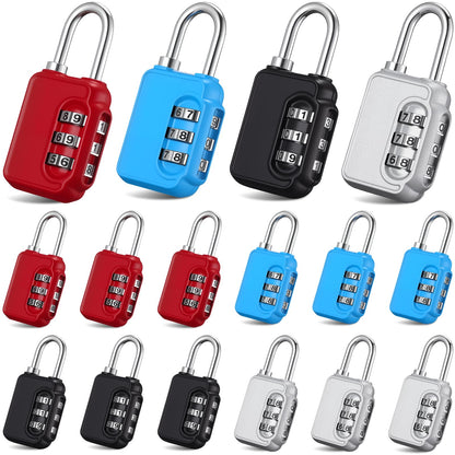 Otoolling 16 Pack Combination Lock 3 Digit Padlock Keyless Outdoor Waterproof Padlock Resettable Luggage Locks for Luggage Baggage Cabinets Gate Case Travel Gym School Fence Alloy Steel Shackle