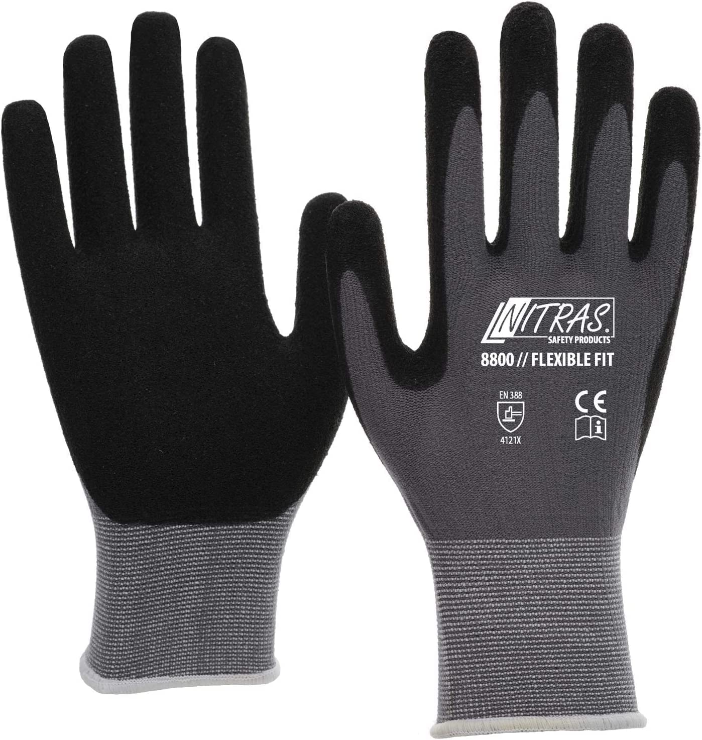 Nitras 8800 3 Pairs Flexible Fit Work Gloves, Orange, L