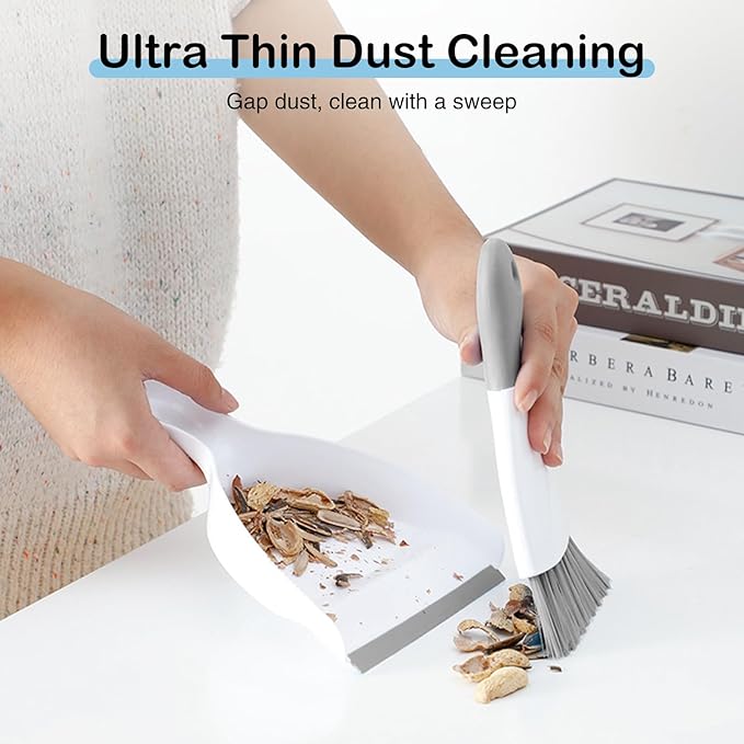 NACENA Mini Dustpan and Brush Set, Small Broom and Dustpan Set Dust Pan and