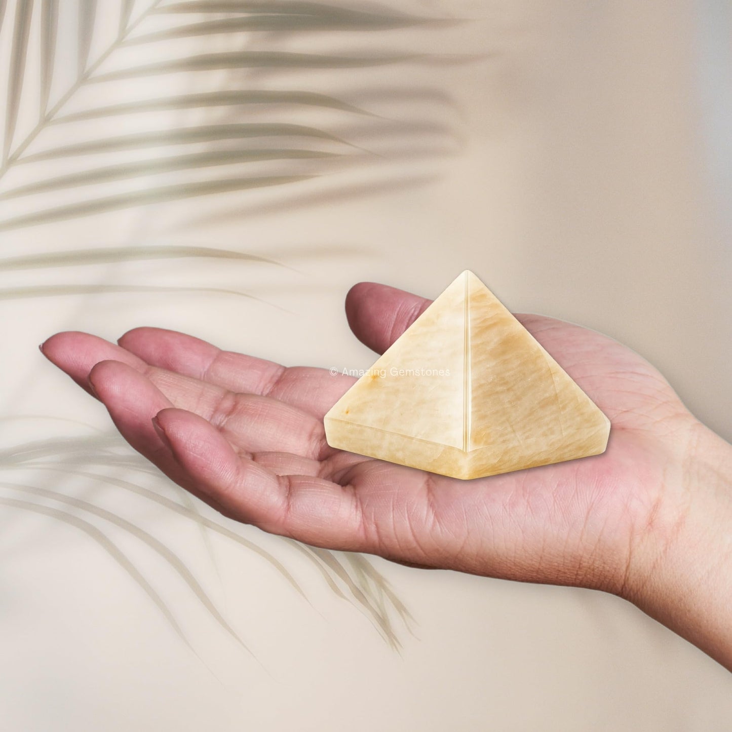 Amazing Gemstone Cream Moonstone Pyramid Crystal Healing Stones - 1.5" Great Pyramid Figurine of Natural Stone Pyramid for Meditation, Reiki, Chakra Balancing and Crystal Pyramids Grid