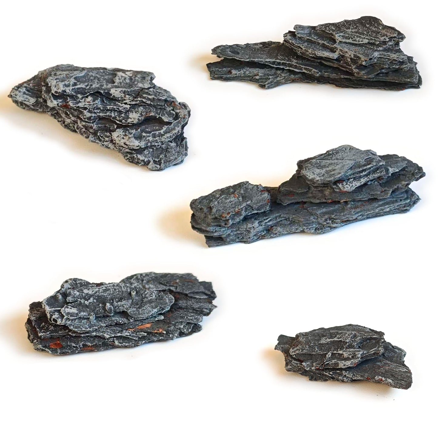 Kai Dream Miniature Stones for Terrarium - Tree Bark Diorama Rocks for Miniature Terrain Display - Lightweight Reptile Habitat Decor - NOT for Aquarium Underwater Use - 24Pcs Slate Stone (1-2 inch)“