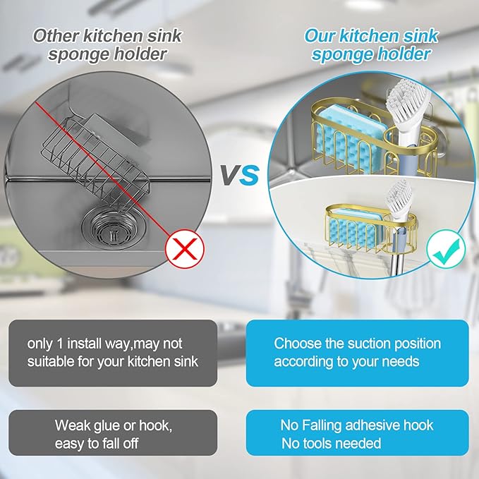 Yazoni 2-in-1 Sponge Holder for Kitchen Sink, Sink Caddy Kitchen Sink Organizer