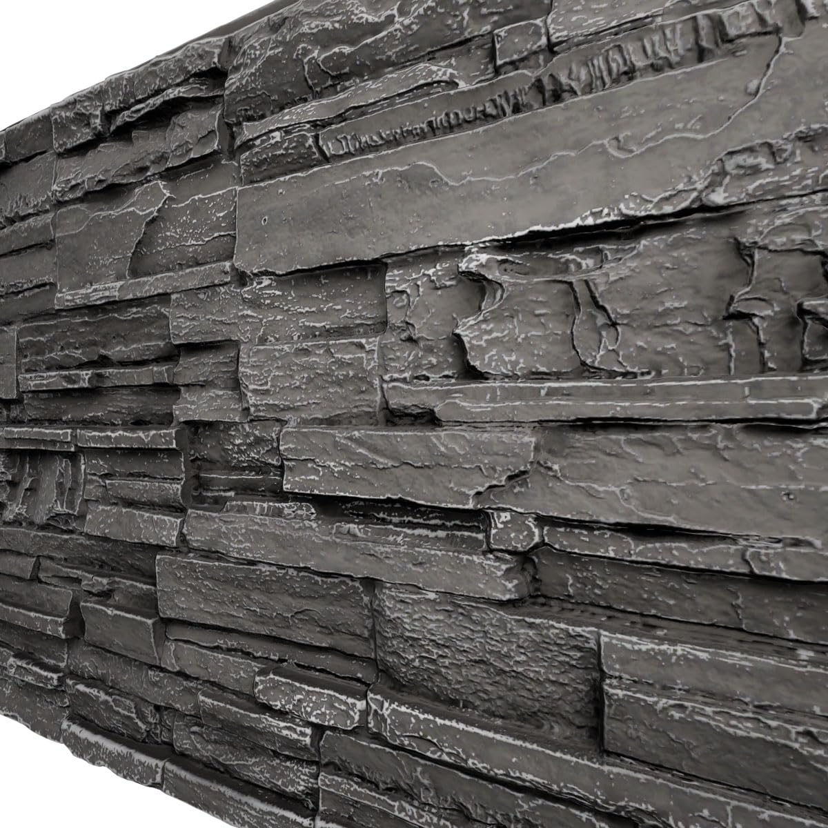 EverStone Cascade Faux Stone Panel, 48 5/8"W x 24 3/4"H x 1 1/4"D, Graphite Color
