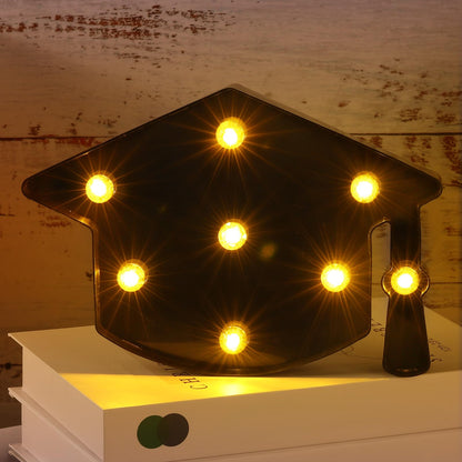 VIHOSE Grad Graduation Light up Signs Bachelor Cap Lights Table Decoration Battery Powered Grad Hat Gift for Graduation Home Bar Party Bedroom Tabletop Decoration