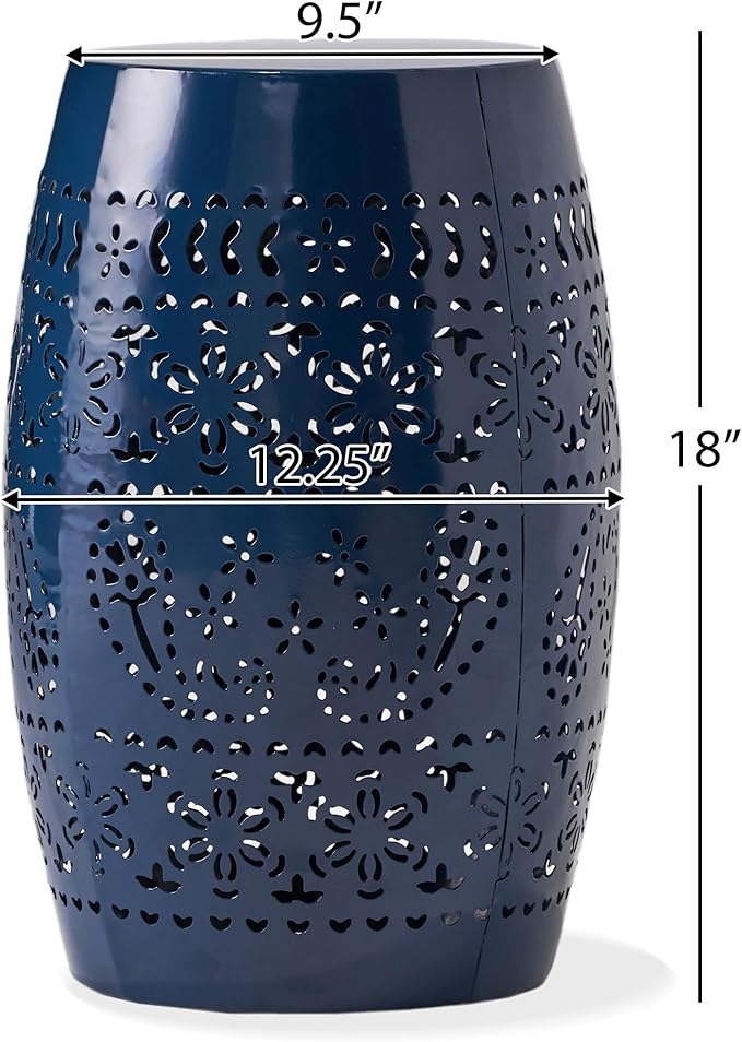 Christopher Knight Home Ruby Outdoor 12" Iron Side Table, Dark Blue