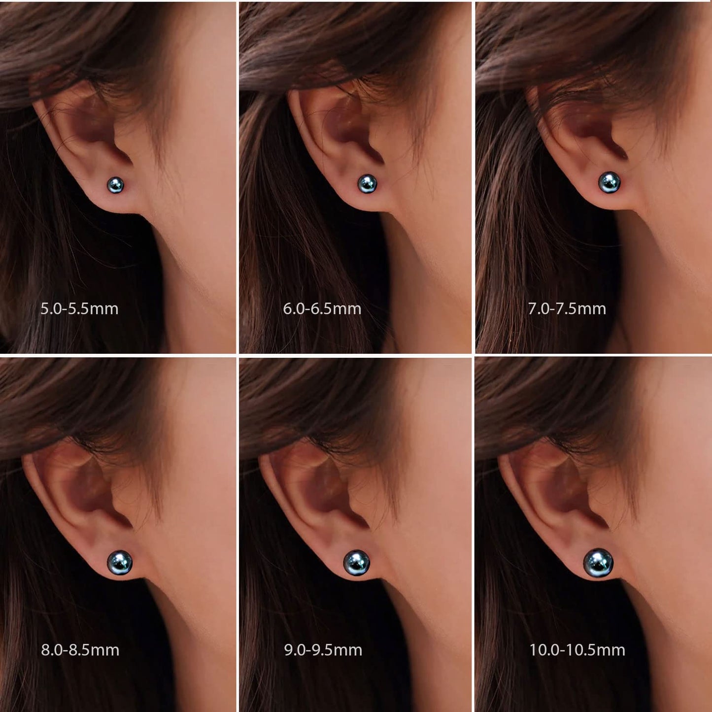 YAMI Pearl Earrings for Women, 925 Sterling Silver Hypoallergenic Gold Stud, Saltwater Cultured Black Pearl, Classic & Elegant Jewelry Gifts for Her, 9-9.5MM
