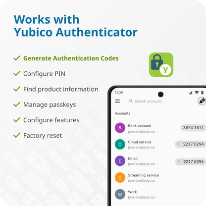 Yubico - YubiKey 5C NFC - Two-factor authentication (2FA) security key, connect via USB-C or NFC, FIDO certified - Protect your online accounts