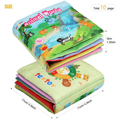 teytoy My First Soft Book,Nontoxic Fabric Baby Cloth Books Early Education Toys Activity Crinkle Cloth Book for Toddler, Infants and Kids Perfect for Baby Shower -Pack of 6