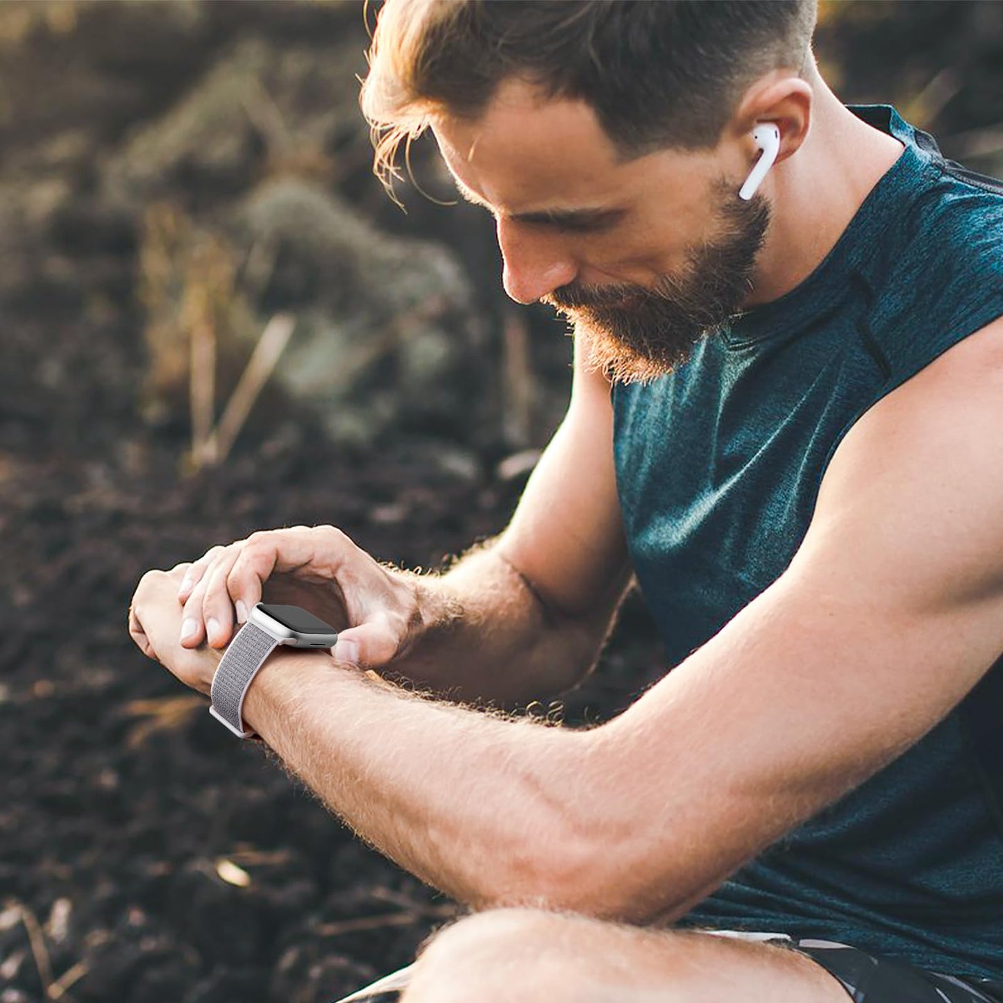 Lenrao Compatible with Apple Watch Bands for Men 40mm 38mm 41mm 42mm, Velcro Sport Stretchy Nylon Loop Braided Strap for iWatch Bands Men Series Ultra SE 10 9 8 7 6 5 4 3 2 1