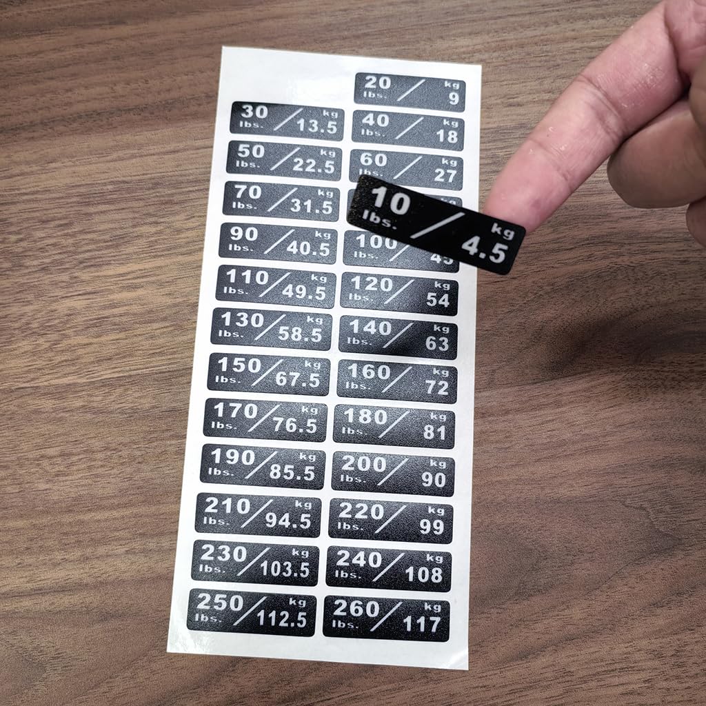 10-260LBS/4.5-117KG Gym Equipment Weight Stack Stickers Custom Weight Plate Stickers and Safety Warning Stickers