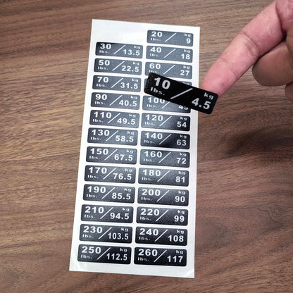 10-260LBS/4.5-117KG Gym Equipment Weight Stack Stickers Custom Weight Plate Stickers and Safety Warning Stickers