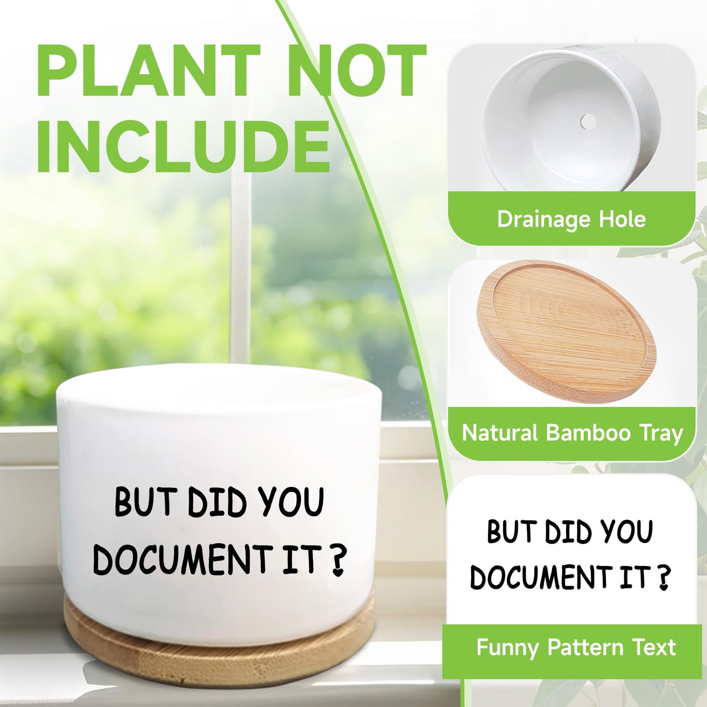 Office Desk Shelf Decor, Succulent Plant Pot, Ceramic Flower Cactus Planter Office Accessories Gifts for Coworker Employee Colleague Women Men Friend, But Did You Document It (Plants Not Included)