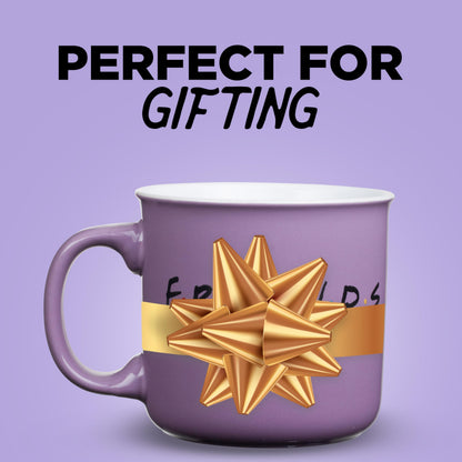 Silver Buffalo Friends Central Perk Smelly Cat, Iconic Orange Couch, Pheobe's Guitar Ceramic Camper Mug, 20 Ounces