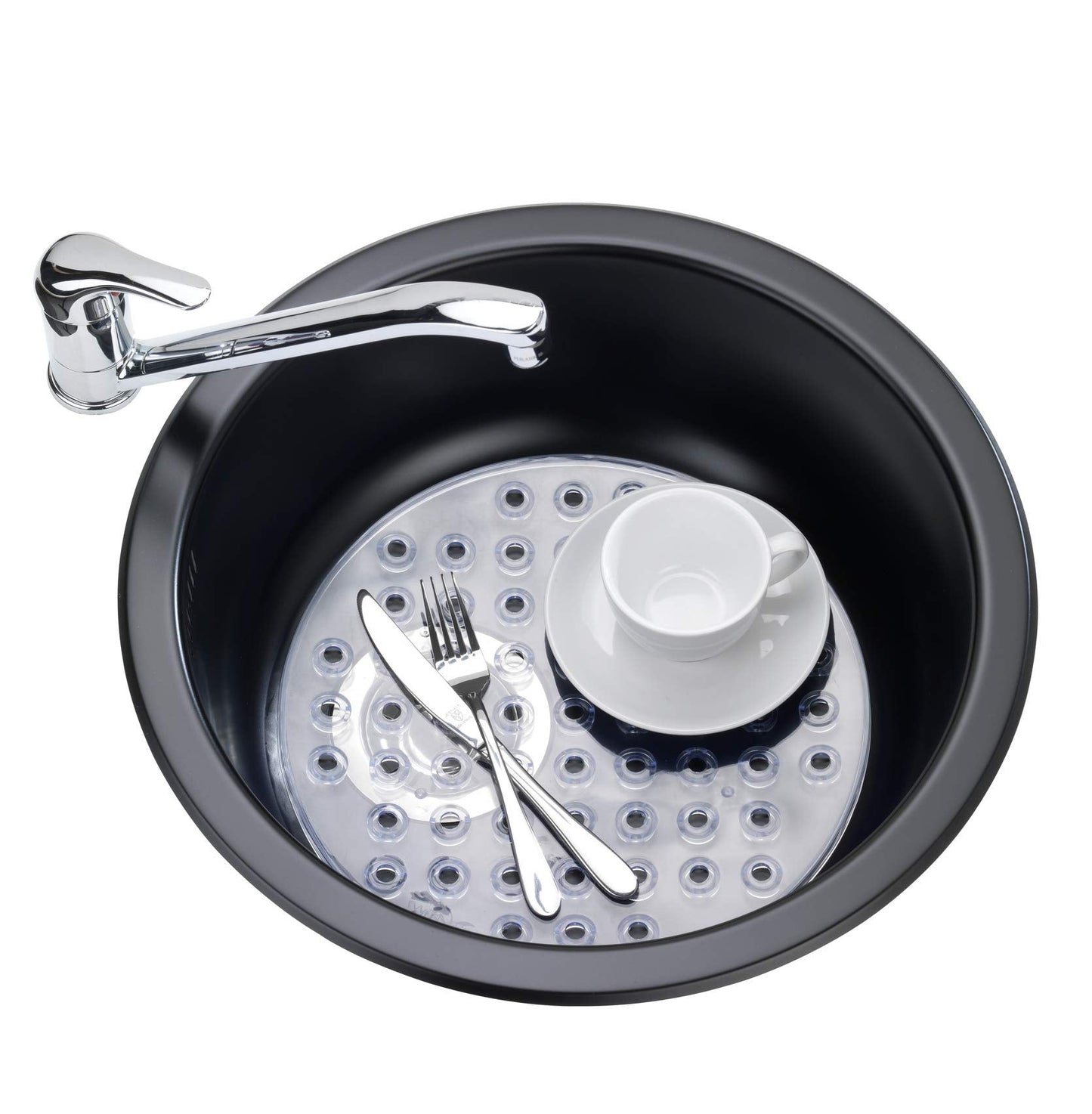 Wenko Sink mat Kristall Transparent-Extra Strong, Round, 31 x 31 x 1 cm