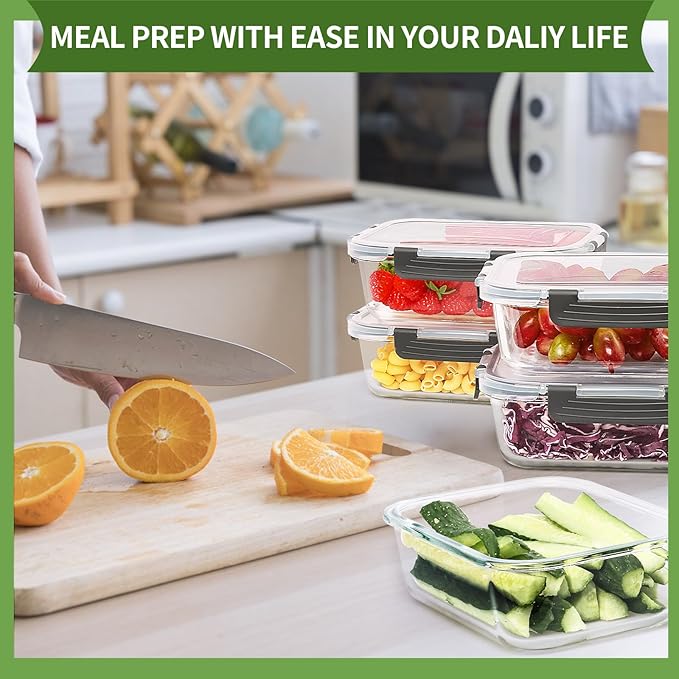 Skroam 5-Packs 36OZ Glass Food Storage Containers