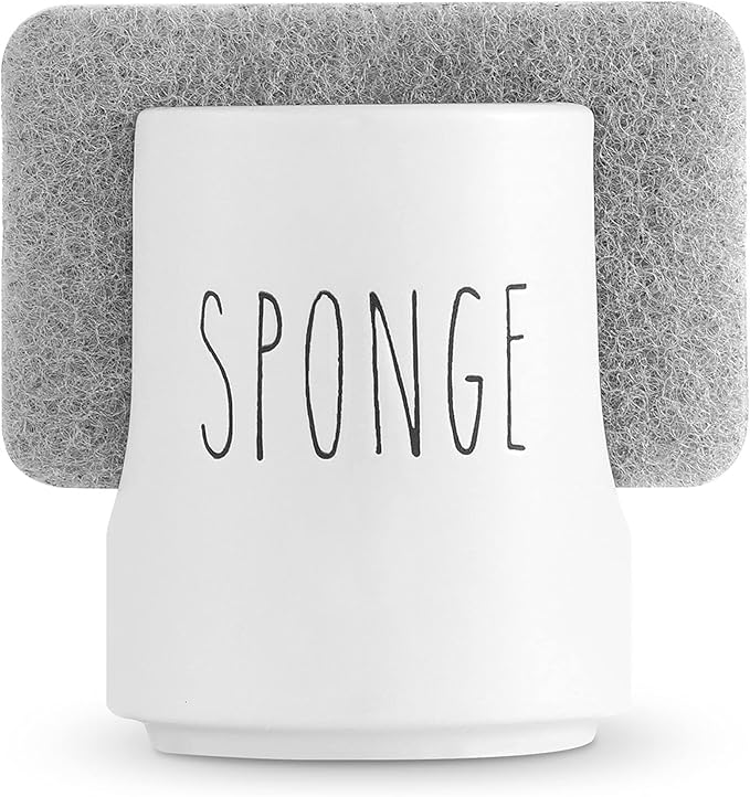 Ceramic Sponge Holder for Kitchen Sink – White Sink Caddy Organizer – Farmhouse