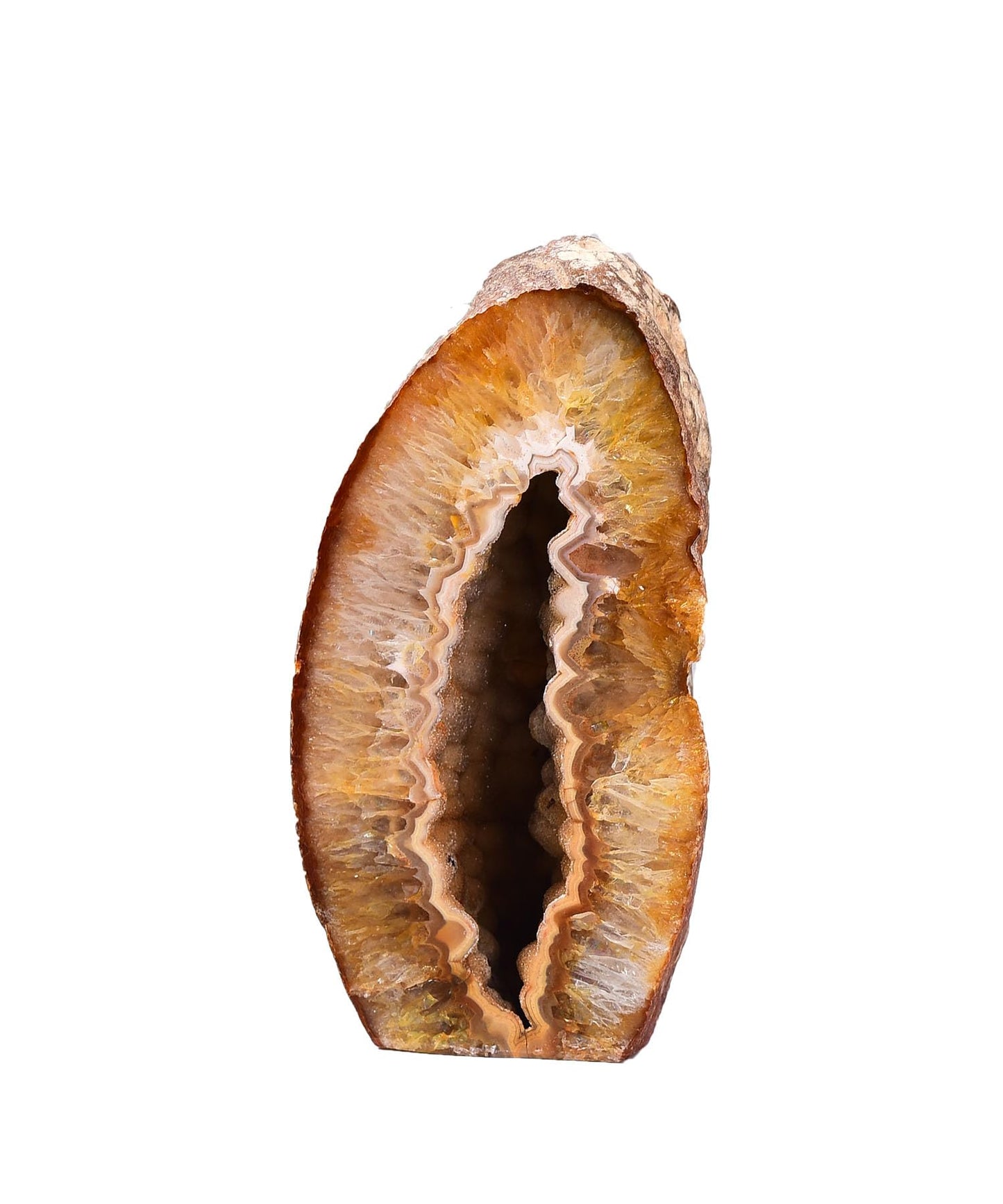AMOYSTONE Natural Agate Geode Home Decor - Small Agate Crystal Stone - Unique Ornament for Bedroom Desk (Brown 1-1.5 Lbs)