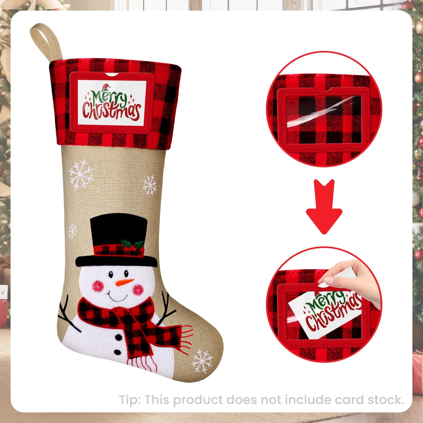 DeckTheHalls Christmas Stockings, 3 PCS Personalized Christmas Stocking, 19” Large Holiday & Family Stocking for Christmas Tree Decoration | Fireplace Party Decoration