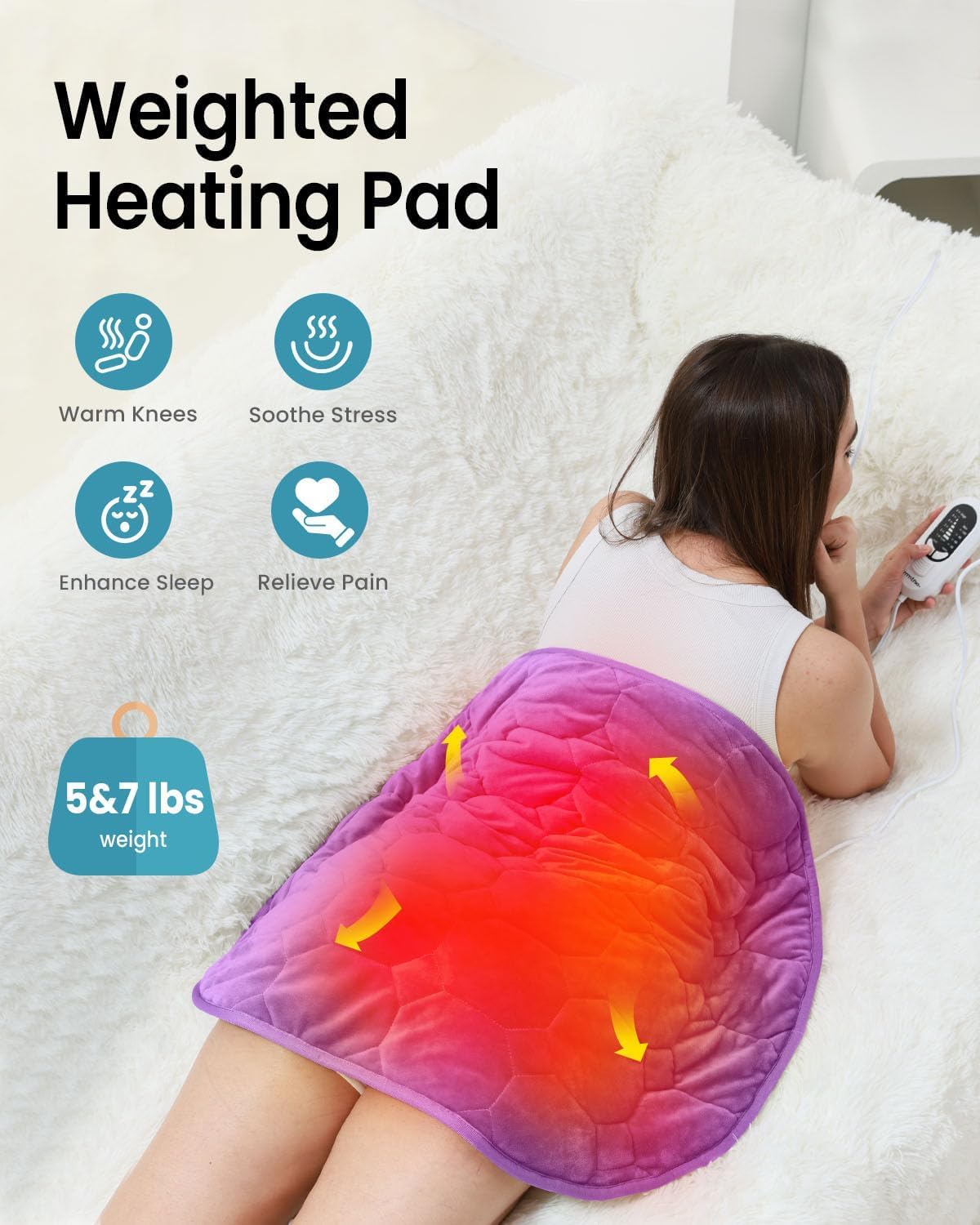 immtree Weighted Heating Pad for Deeper Pain Relief, 7lbs XXXL Size(29x24) with Fast Heat Technology, Heated Blankets for Adults, Relief for Back and Shoulder and Knee