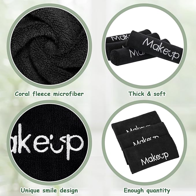 Shimeyao 20 Pack Makeup Towels Black Makeup Washcloths