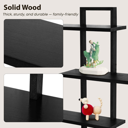 PHOENANCEE 3 Tier Wall Shelves,Decorative Floating Shelf for Wall,Plants Photo Shelf Storage Display Shelving Wood for Living Room Bedroom Kitchen Home Office Decor,Modern,Large,22 Inch(Black)