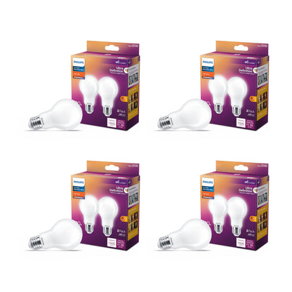 PHILIPS LED 75W A19 4-Pack Ultra Definition Daylight (5000K) 1100 Lumen (9W = 75W) Dimmable Frosted Flicker-Free Light Bulbs