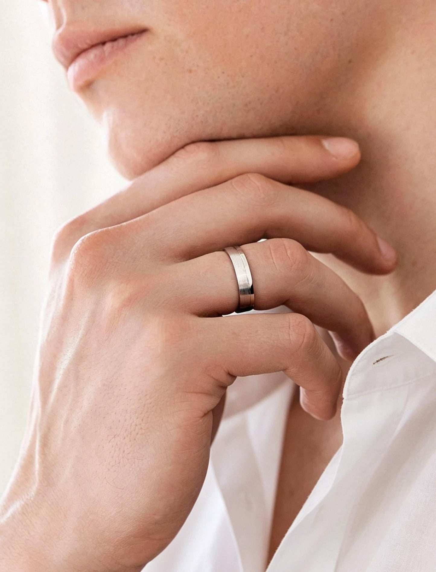 STARCHENIE Men's Wedding Band 925 Sterling Silver, 5MM, Brushed Matte Finish, Comfort Fit, Size 11