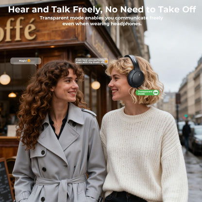 FXWONTY Hybrid Active Noise Cancelling Headphones, Wireless Bluetooth 5.4 Over Ear Headphones & Fast Charging, Hi-Res Audio, Deep Bass, Transparency Mode, 70h Playtime, Comfort for Travel/Office/Home