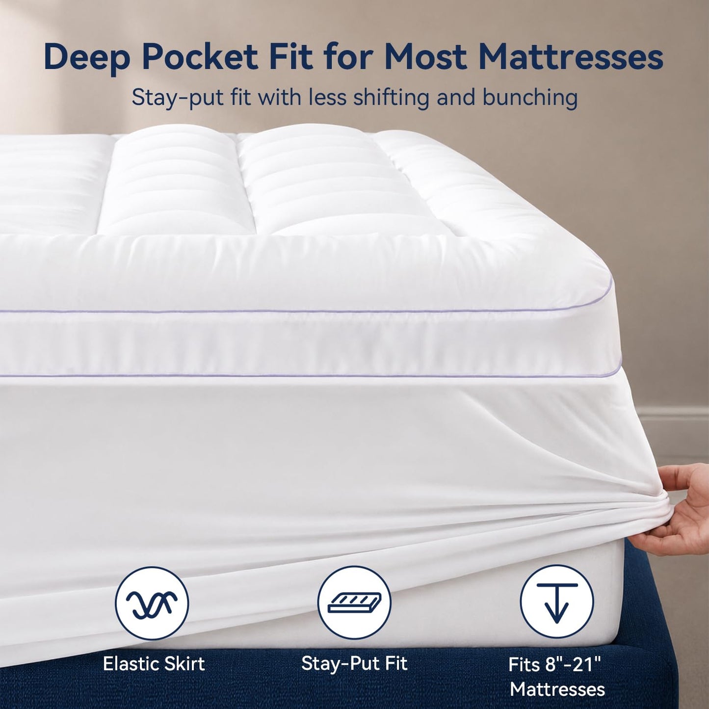 ABENE Queen Size Dual Layer 3 Inch Memory Foam Mattress Topper, 2 Inch Gel Memory Foam Plus 1 Inch Down Alternative Pillowtop Mattress Pad Cover, Thick Soft Bed Topper Support for Back Pain
