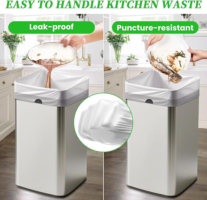 Trash Bags 13 Gallon Tall Kitchen Drawstring Garbage Bags, Fit 13 Gal Bins