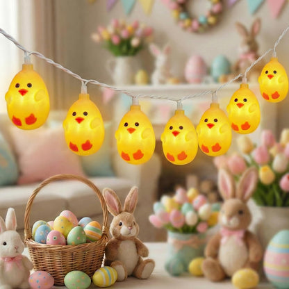 GOOTHY Easter Chicken String Lights Plug in, Indoor Outdoor Easter Decorations Lights with 10 LED Yellow Chicken Light, Hanging Spring Chick Lights for Party Garden Birthday Wedding Home Decor