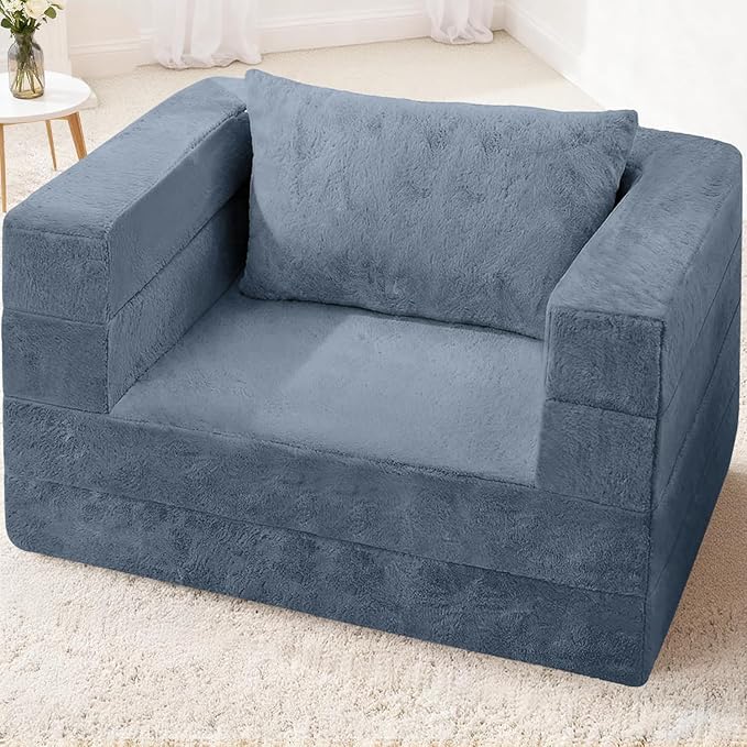 Futon Sofa Bed with Pillow, 3-in-1 Sleeper Sofa Bed with Removable Cover