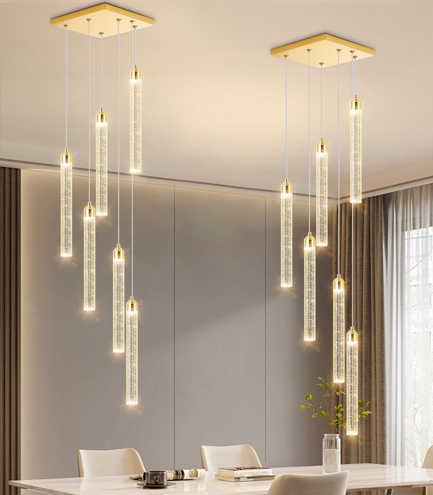dolria Mini Chandelier Crystal Pendant Lights for Kitchen Island Modern LED Dimmable Ceiling Handing Lighting Adjustable Flush Mount Ceiling Light for Dining Room Bedroom Foyer