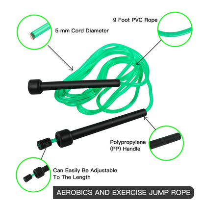 10 Pack PVC Jump Rope for Cardio Fitness - Versatile Adjustable Skipping Rope for Women Men Kids, Speed Jump Rope for Exercise,9 Feet