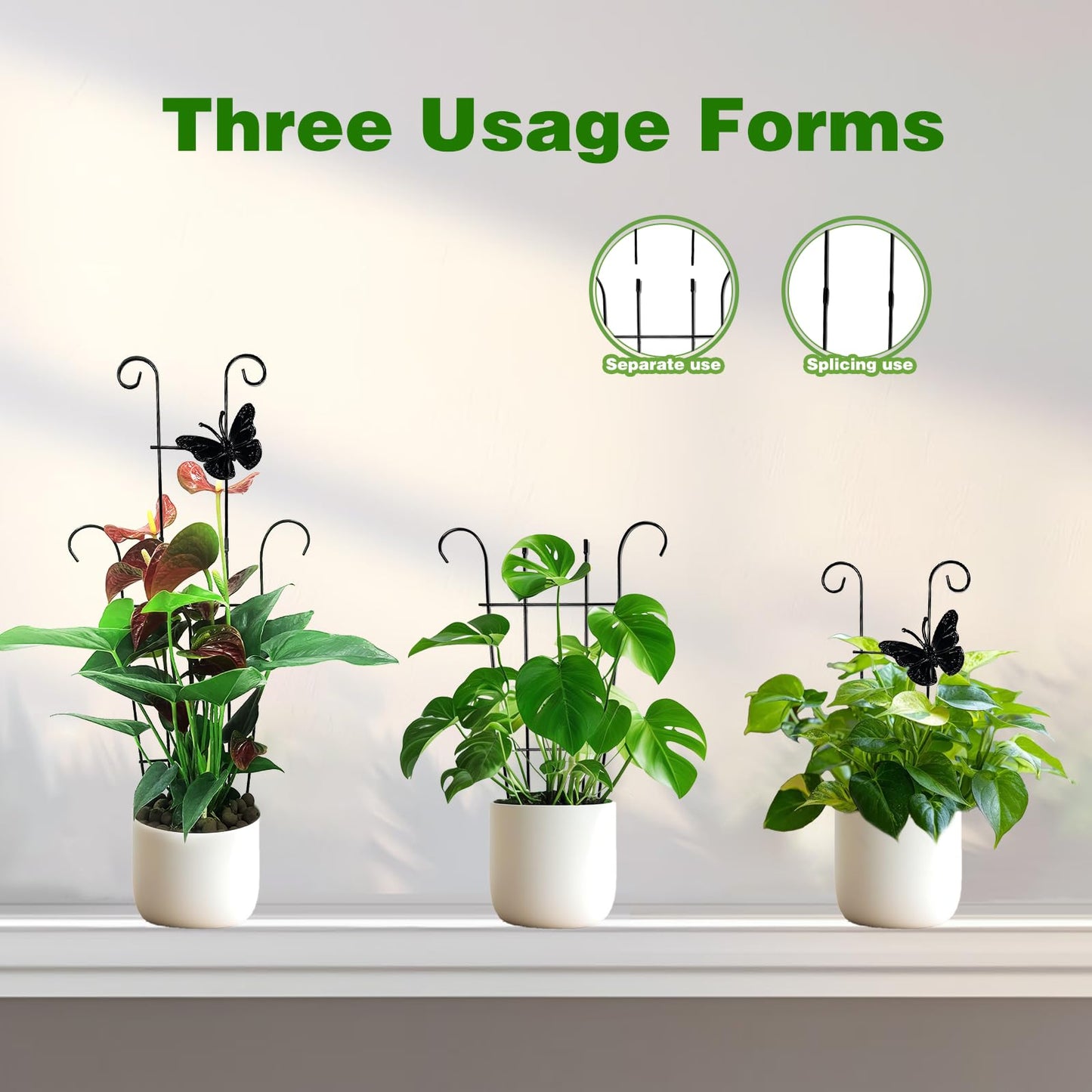 CHOUYUHE 23 Inch Plant Trellis for Potted Plants, Sturdy Metal Houseplant Trellis for Climbing Plants Indoor Outdoor, Rust-Resistant Plant Support for Monstera Pothos Ivy, 4 Pack (4, 23inch)
