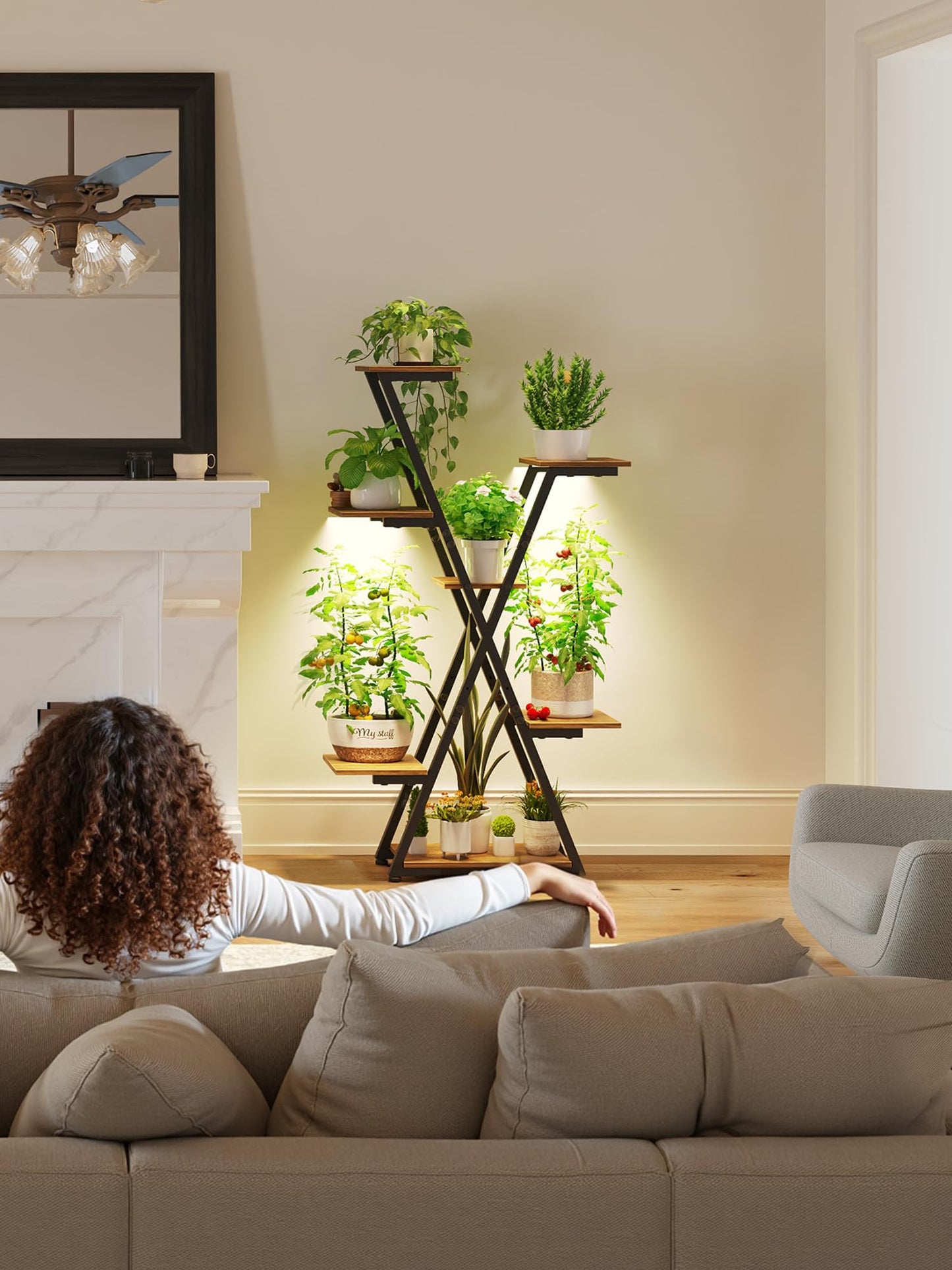 MemoCastle Plant Stand Indoor with Grow Lights: Large Multi-Tiered Metal Rack - Lighted Vertical Shelf with Timer for Flowers and Succulents