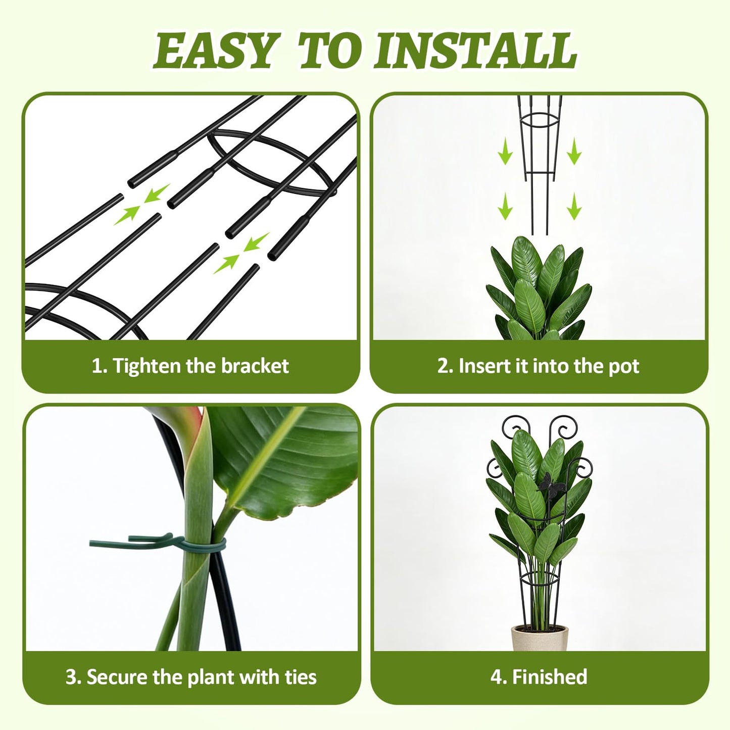 Netuaoo Plant Trellis 2 Pack Plant Trellis Indoor 29.96 in Expandable Metal Garden Trellis for Climbing Plants Sturdy Houseplant Support for Potted Plants with Ties Support for Ivy Pothos Hoya